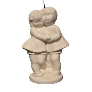 Vintage Shawnee Pottery Bisque White Planet Vase‎ Girl Boy Nostalgia Table Scape